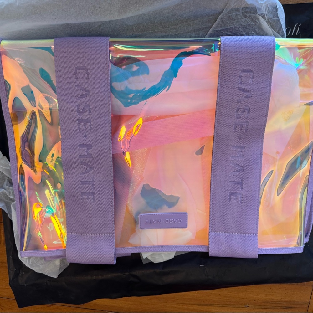 Case-Mate Soap Bubble Jelly Iridescent Tote Bag with Lavender Straps